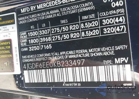 2019 Mercedes-Benz Gls 450 4Matic from USA, damaged, VIN 4JGDF6EE0KB233497